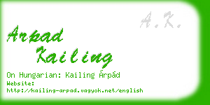 arpad kailing business card